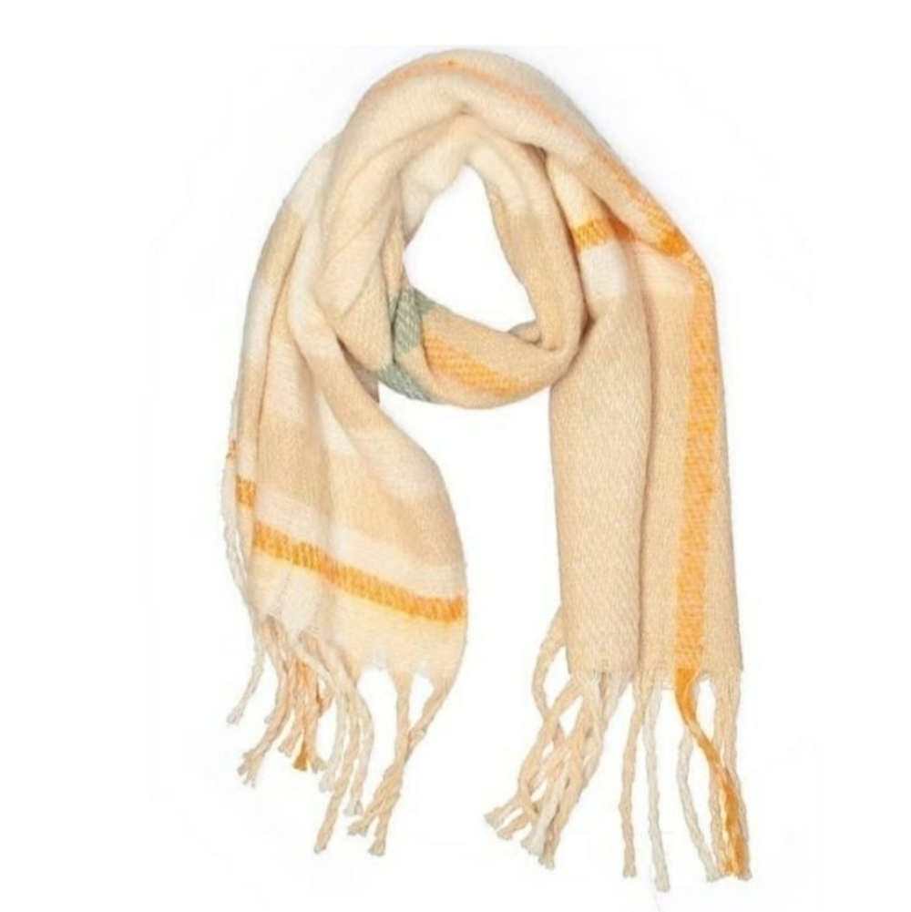 Lauren Conrad LC Cream Beige Seafoam Green Plaid Blanket Scarf Wrap NWT - Picture 2 of 9